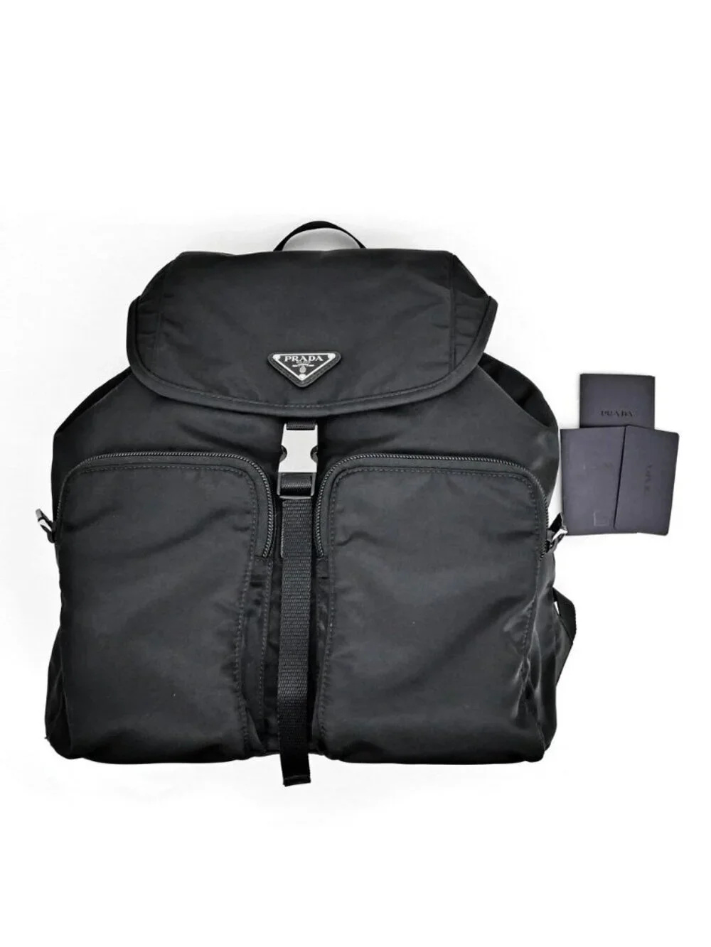 Prada Backpack Black Silver Nylon